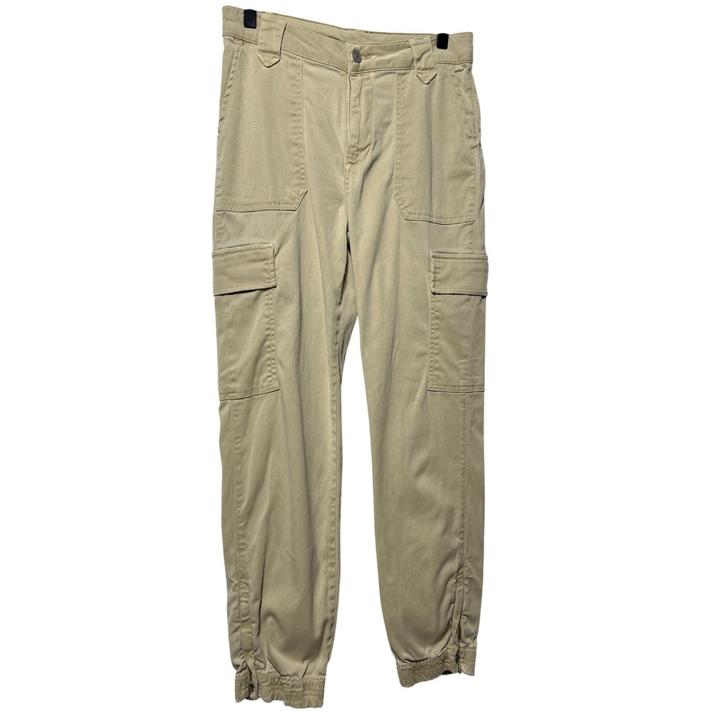 AllSaints Khaki Tan Cargo Pants Rise Utility Tapered Zip Ankles Women's Size 27W